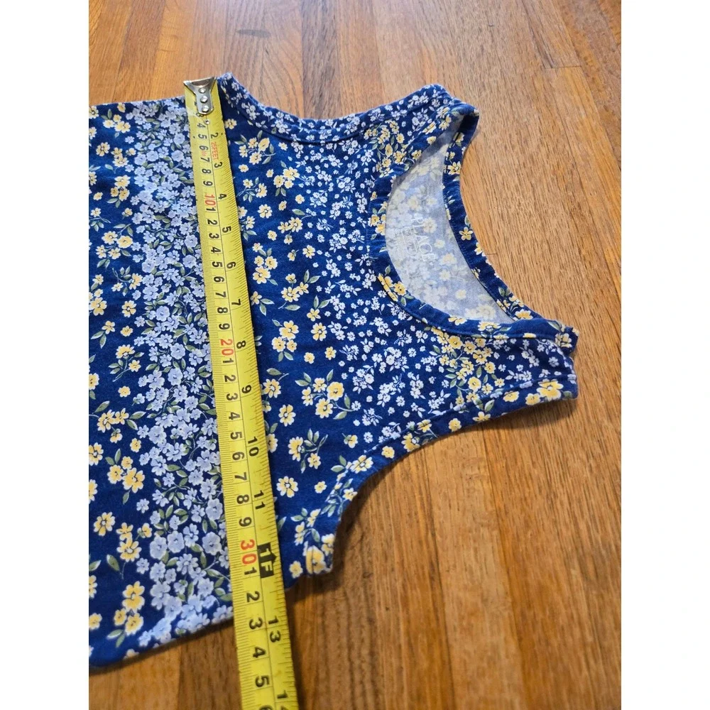 The Children's Place Girls M (7/8) Navy Floral Stripe Tie Front Summer Tank Top